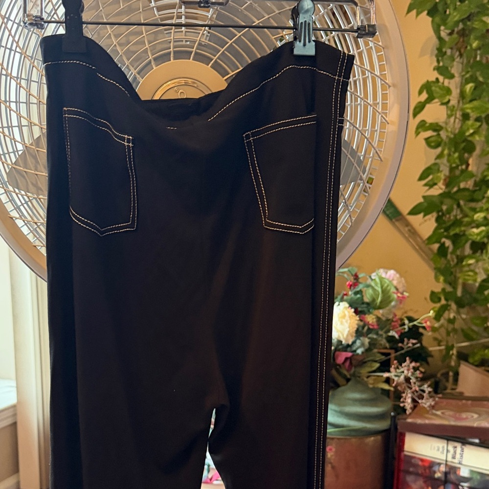 Chic Black Pants with White Stitching
